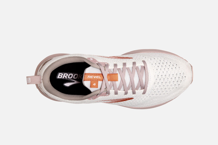 Revel 4 Road Brooks Running Shoes NZ Womens - White/Gold - BMFTOZ-403